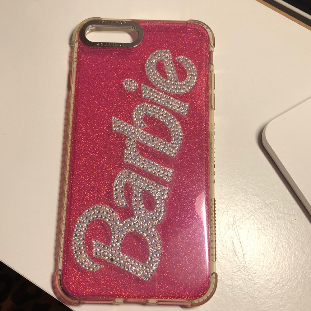 Skinny Dip Barbie Hot Pink Glitter Rhinestone iPhone 7+/8+ Plus Phone Case EUC